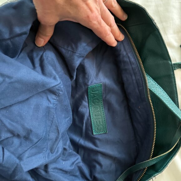 jerome dryefuss med jacques brutalist linen block printed green tote - Picture 8 of 8